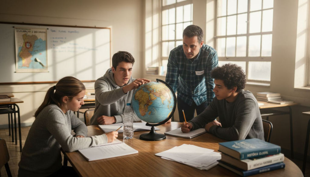 Alunos a debater temas ligados à educação ambiental e ao futuro do planeta.