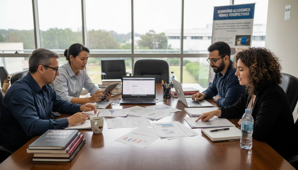 Time internacional reunido para troca de ideias