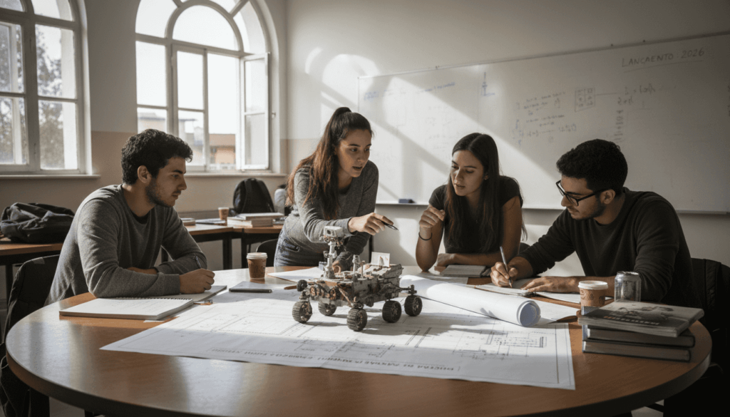 Estudantes universitários debatem projetos para um rover de Marte