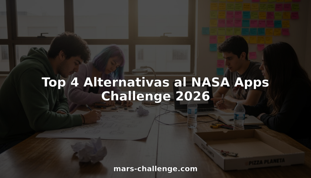 Un grupo de estudiantes colaborando en un proyecto desafiante sobre el espacio