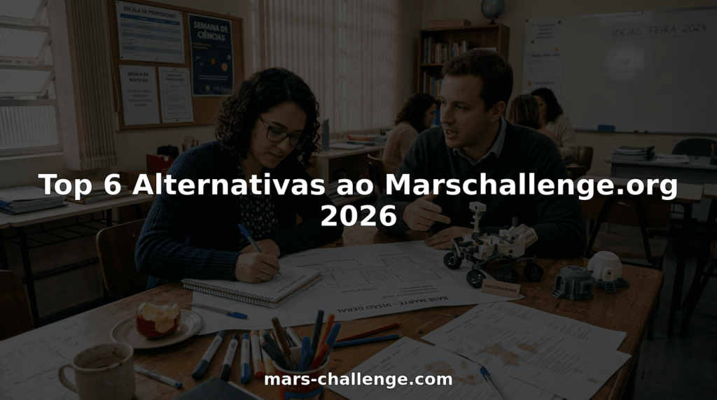 Educadores analisando materiais do projeto de base em Marte