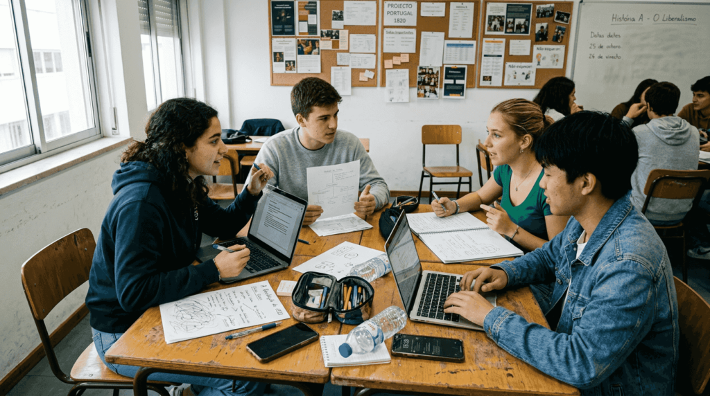 Jovens trocam opiniões sobre questões sociais desafiantes